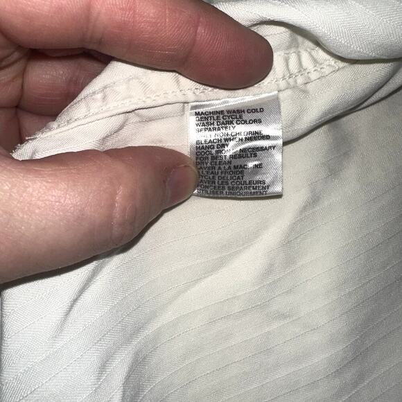 Tommy Bahama Shirt Mens Large Cream Striped Silk Button Up Hawaiian Relax - Picture 8 of 11